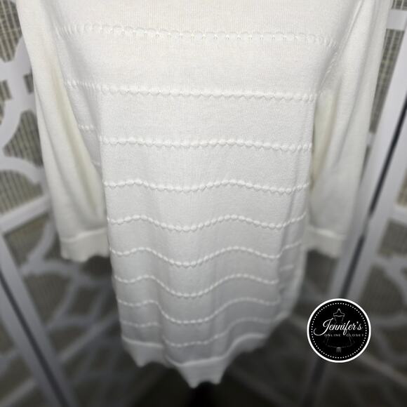 Croft and Barrow White Scoop Neck 3/4 Sleeve Sweater Size Large - Picture 5 of 10